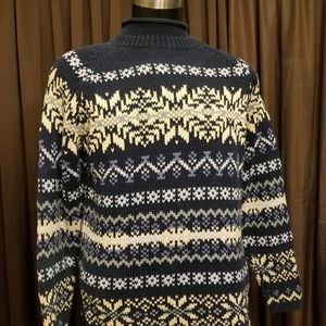 Eddie Bauer Large Knit Sweater Snowflake Fair Isle